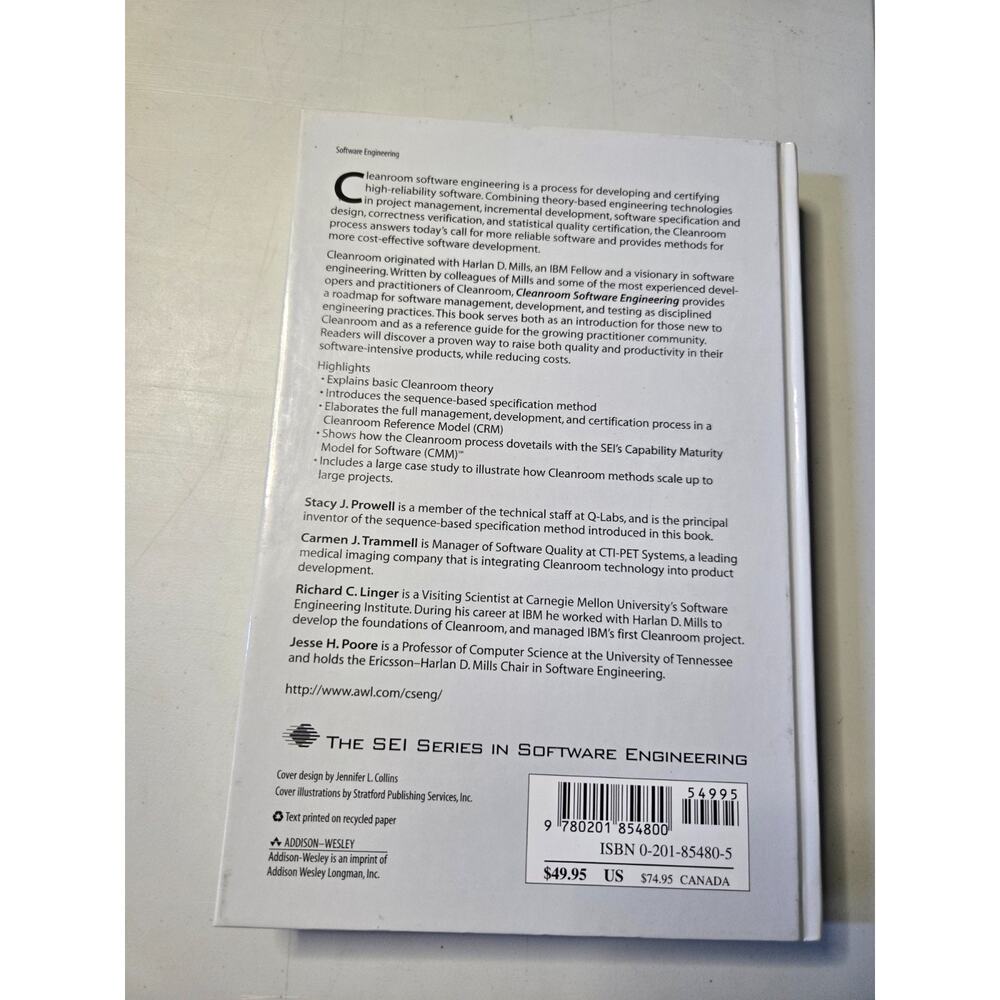 Addison-Wesley Book Cleanroom Software Engineering Technology Process Hardcover - Picture 2 of 5
